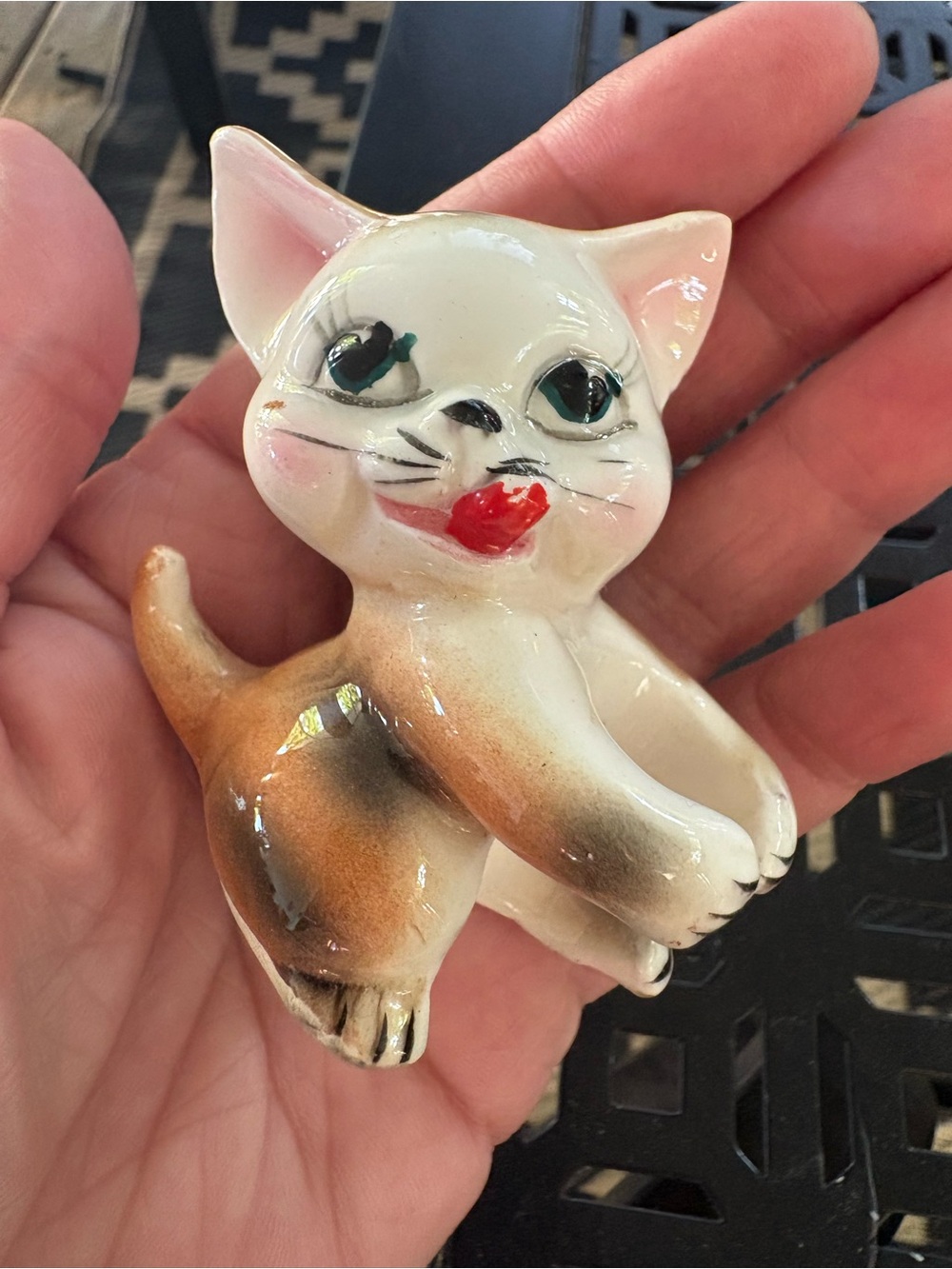 2 Vintage Porcelain Cat Candle Huggers Made in Japan Excellent Condition Kitsch